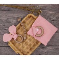 Juego De Toalla De Algodón Muselina Para Bebé Con Mordedor De León De Madera Y Cadena De Chupete Suave Para Recién Nacidos Unisex 0-1Años - details 12