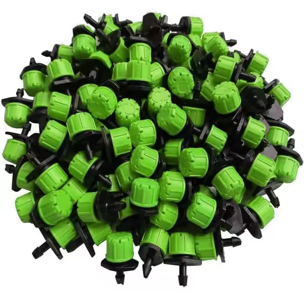 100 goteros de riego de 1/4", verdes, ajustables, para plantas, jardines, invernaderos, huertos y césped. - 1