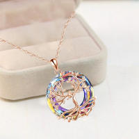 Collar De Árbol De La Vida Personalizado Con Colgante De Cristal Moda Bohemia Para Mujeres Adorno Circular De Zinc Aleación - details 2