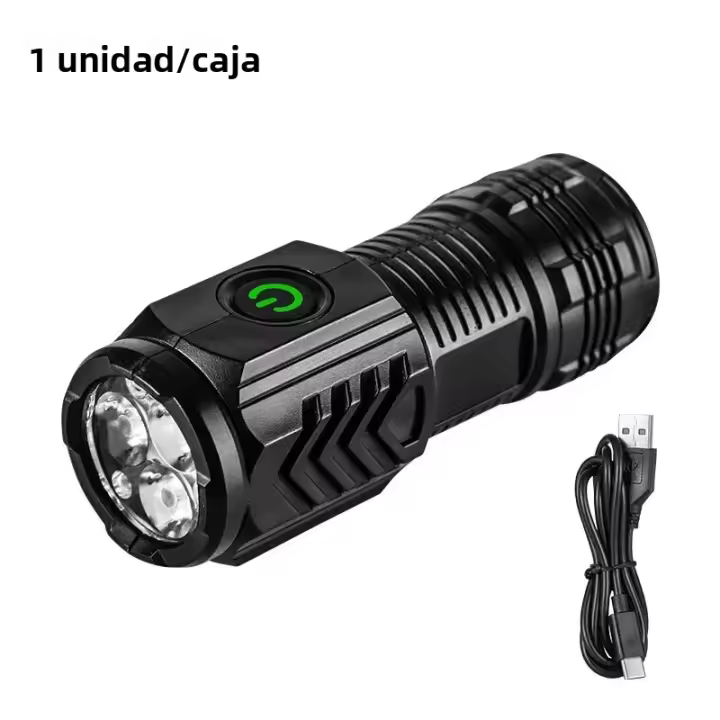 Nueva Linterna Táctica Ultra Potente Con 3 LEDs Recargable Por USB Torcha De Alta Potencia Con Imán Lámpara De Mano Mini - 1