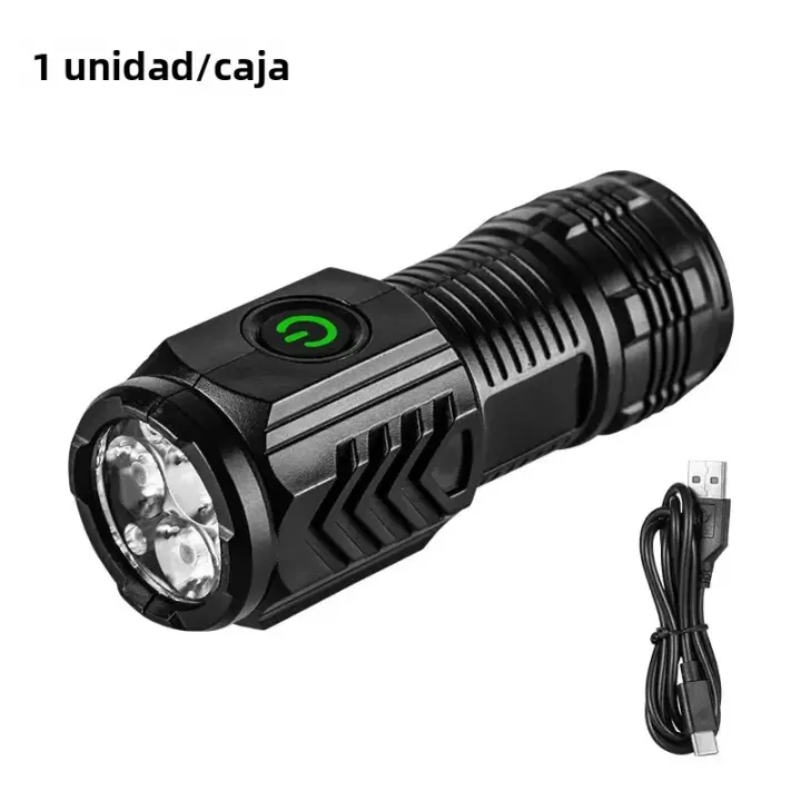 Nueva Linterna Táctica Ultra Potente Con 3 LEDs Recargable Por USB Torcha De Alta Potencia Con Imán Lámpara De Mano Mini - 1