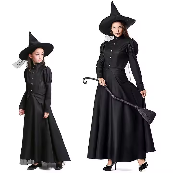 Disfraz de Mago de Oz para adultos, ropa de cosplay, Halloween, actuación en escenario, bruja negra, disfraz para padres e hijos - 1