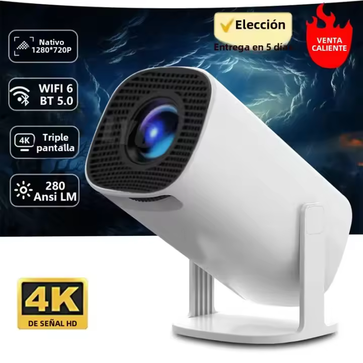Proyector Portátil 2024 Nueva 4K Android 11 Dual Wifi6 200 ANSI Allwinner H713 BT5.0 1080P 1280*720P Para Cine En Casa Y Exterior - 1
