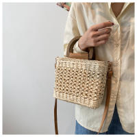 Bolso de Mujer JIOMAY 2023 Verano Bolsos de Mano de Diseñador Bolso de Hombro de Playa con Mango de Madera Cierre de Cordón Tejido de Poliéster - details 21