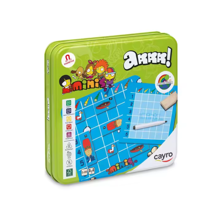 Juego Arrr de madera en caja de metal. 8 piezas. 2 jugadores. 19x19x3,5cm (Cayro 775) - 1