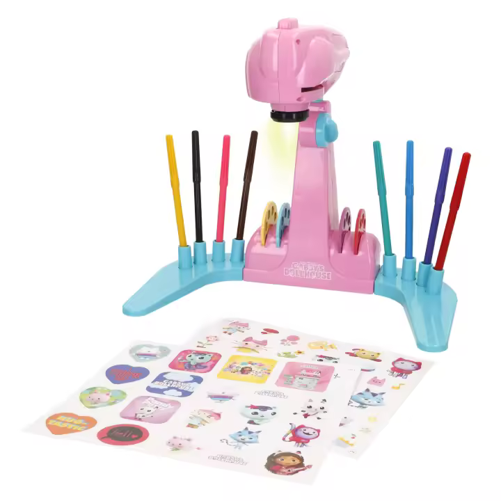 Lisciani Gabby's Dollhouse - Proyector para dibujar, con luz, incluye imágenes para calcar, rotuladores de colores, pegatinas, diamantes, folios, juguete dibujo, proyectar y colorear, juguetes para niños de 4 años - 1
