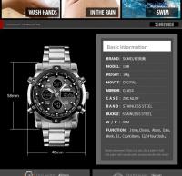 Reloj Digital Skmei 3 Tiempos Con Pantalla Retroiluminada Reloj De Pulsera Cuarzo Para Hombre Correa De Acero Inoxidable Completa Cuenta Regresiva Relogio Masculino - details 12
