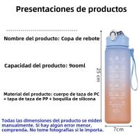 Botella De Deporte De Agua Con Pajita Y Tapa Pop-Up Gradiente De 900ML Botella De Agua Portátil Para Exteriores Con Mango Y Marcador De Capacidad - details 1