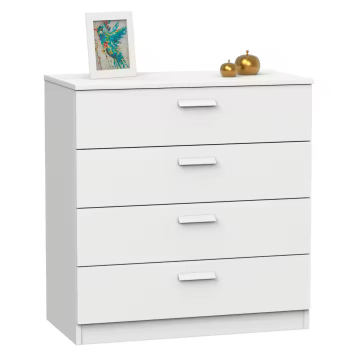 Briebe Nova Cómoda Dormitorio, Cajonera 4 Cajones, Sinfonier 78x74x40 cm (Alto x Ancho x Profundo), , Blanco - 1