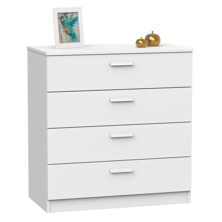 Briebe Nova Cómoda Dormitorio, Cajonera 4 Cajones, Sinfonier 78x74x40 cm (Alto x Ancho x Profundo), , Blanco - 1
