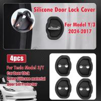 4PCS Cubierta De Latch De Puerta De Coche En Silicona Para Tesla Model 3 Model Y 2017-2024 Accesorios De Protección Para Cerraduras De Puertas De Coche Reducción De Ruido - details 0