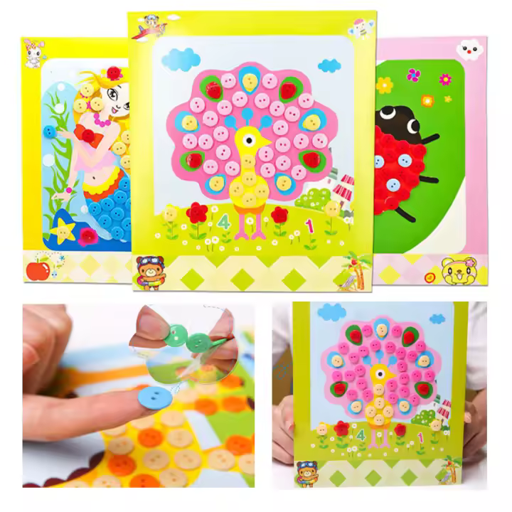 Puzzle De Botones DIY Para Niños Manualidades Creativas De Dibujo Y Pintura Juguete De Artesanía Para Clase De Arte - 1