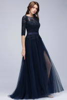 Vestido Elegante De Maxi Para Madre De La Novia Con Encaje Y Tules BABYONLINE Sin Mangas Con Cintura A-LINE Decoración De Perlas Y Broches - details 5
