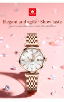 Reloj De Mujer OLEVS Elegante Y Moderno Con Forma De Rombo Resistente Al Agua De Cuarzo Con Correa De Acero Inoxidable Y Espejo Original Fecha - details 15