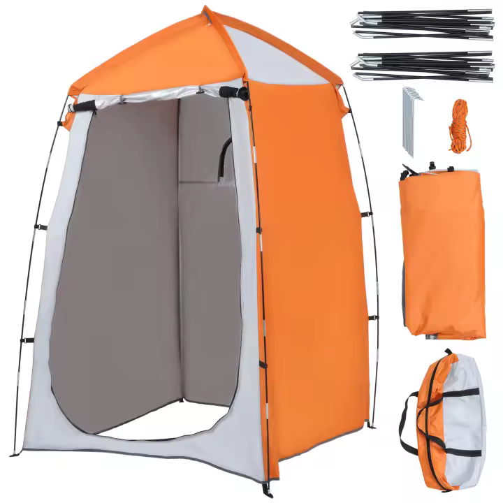 Outsunny Tienda de Ducha Camping Portátil UV25+ Tienda de Privacidad para Baño Vestuario Cambiador Inodoro con Ventana Bolsillo y Bolsa de Transporte 123x121x198 cm - 1