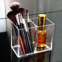 Caja De Maquillaje Transparente Organizador De Escritorio Para Lápices De Ojos Base Rubor Fósforos Y Cepillos De Ojos - details 9