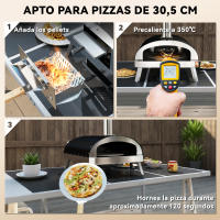 Outsunny Mini Horno de Pizza Exterior Portátil Horno de Leña con Piedra Refractaria Ø33 cm Pala Mangos de Madera Termómetro y Bandeja Giratoria para Jardín Terraza Camping Patio - details 3
