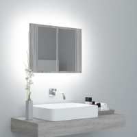 vidaXL Armario espejo de baño con luz LED acrílico 60x12x45 cm en color Negro/Gris hormigón/Madera antigua y más | almacenamiento funcional diseño moderno para baño dormitorio sala - details 6