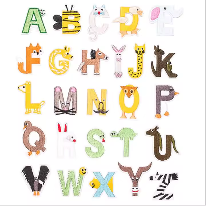 Parche con letras del alfabeto para planchar, apliques de motorista para ropa, tela de bebé, bordado - 1