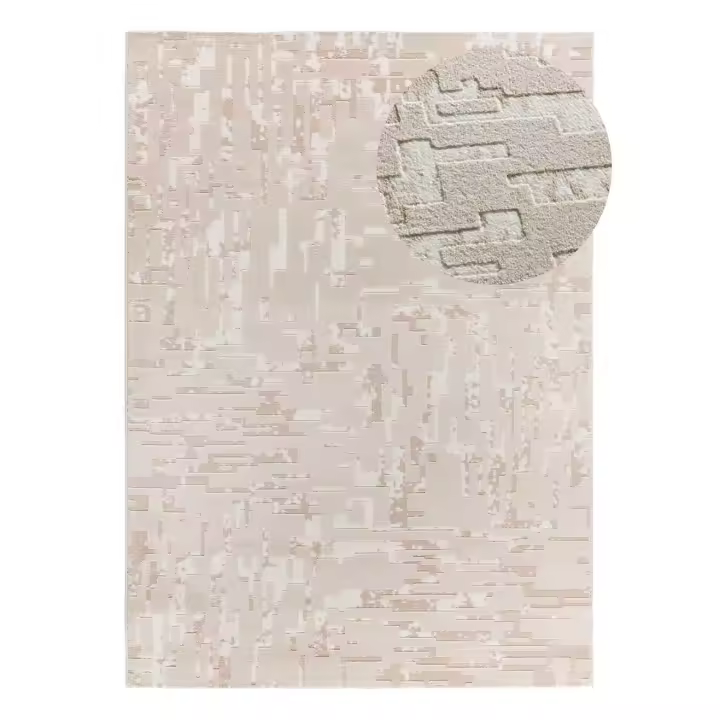 Alfombra interior abstracta con relieve en beige - BARESA 12946 | 80x150, 133x190, 160x230, 200x290 cm - 1