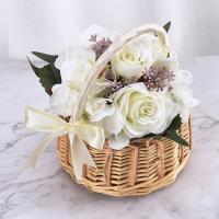 Cesta De Flores Hecha a Mano De Rotura Cesta De Almacenamiento De Paja Para Decoración De Boda Y Hogar Cesta De Novia Ecológica Y Rustica - details 3