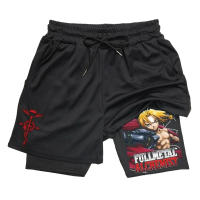 Shorts De Gimnasio Anime Fullmetal Alchemist Para Hombres 2 En 1 Compresión Con Bolsillos 5 Pulgadas Secado Rápido Running Fitness - details 2