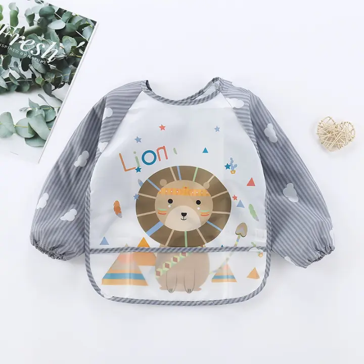 Bib De Bebé Con Estampado Rayado Y Bolsillo Impermeable Para Niños Y Niñas De 0 a 36 Meses Protector De Ropa Para Comer Y Estornudar - 1