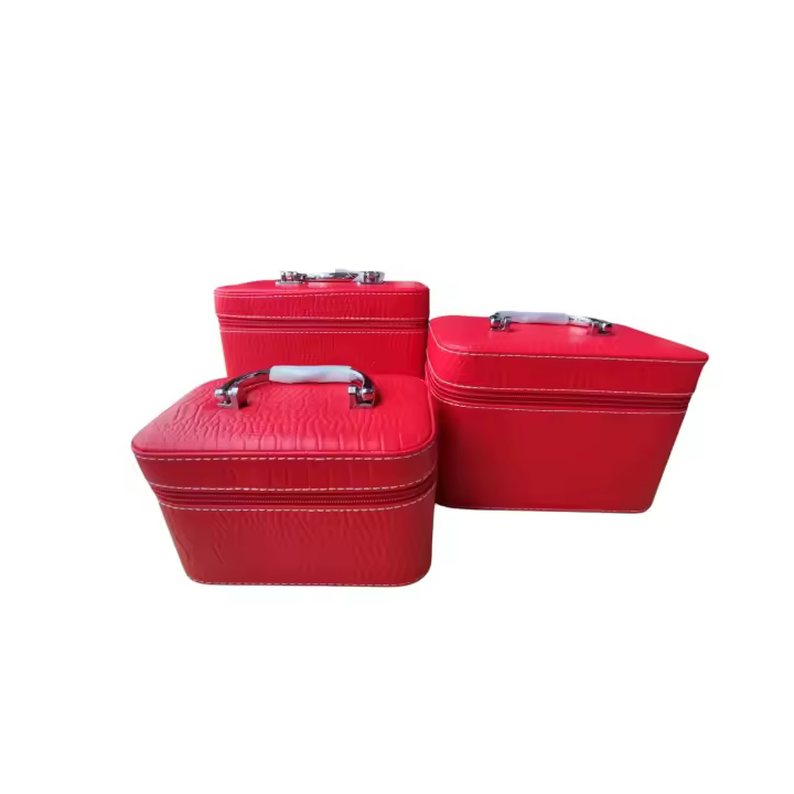 Triple Neceser con espejo Maquillaje Portátil mujer Organizador bolsa de maquillaje para cosméticos de gran capacidad - 1