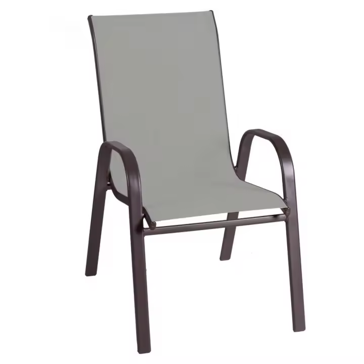 Silla de jardín Neila de Acero y Textileno Gris oscuro. De 55x70x90 cm. Resistentes: Acero anticorrosión, Textileno doble. Transpirables, Apliables. Para exterior. Classic - 1