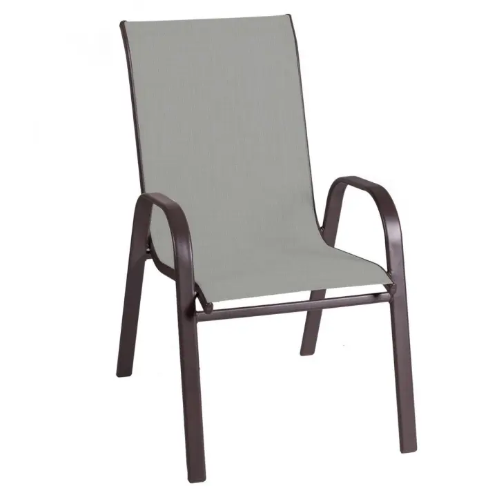 Silla de jardín Nerea de Acero y Textileno Gris. De 55x70x90 cm. Resistentes: Acero anticorrosión, Textileno doble. Transpirables, Apliables. Para exterior. Classic - 1