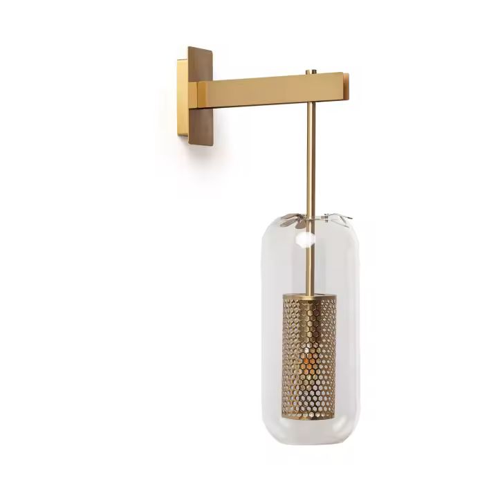 Ledkia Lámpara de Pared Metal y Cristal Julieta Dorado - 1