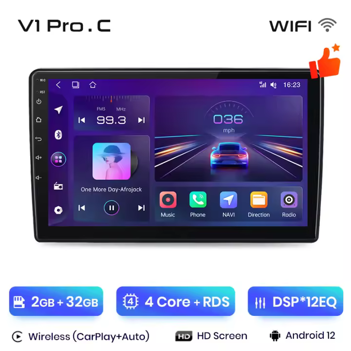 Junsun Android 13 inalámbrico CarPlay Android Auto Radio para Fiat 500L 2012 2013 2014 2015 2016 2017 coche Multimedia navegación GPS autorradio - 1