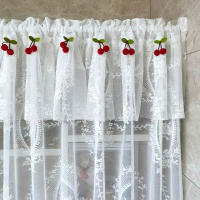 Cortinas Blancas De Encaje Cortas Para Cocina Con Doble Capa Diseño De Cereza Transparente Decoración Para Ventanas Y Puertas De Sala De Estar Material Poliéster - details 7