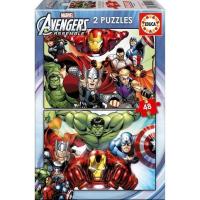 Educa Set de 2 Puzzles Infantiles de 48 Piezas Avengers, Vengadores, Marvel. Medida montados: 28 x 20 cm  2x48 piezas Educa - details 0