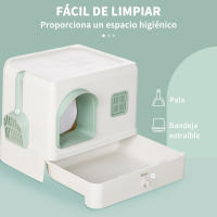 PawHut Arenero Cerrado para Gatos Caja de Arena para Gatos con Bandeja Extraíble Entrada con Cortina Pala y Filtro Desodorizante 50x40x40 cm Blanco - details 0