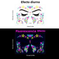 Pegatina De Cara Fluorescente Para Fiestas Nocturnas Mariposa Neón Resistente Al Agua Para Bar Y Festival De Música Luz UV Brillante Accesorio De Fiesta - details 1