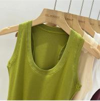 Camisola De Mujer 2025 Estilo Coreano Sólida Con Cuello Redondo Bajo Y Ribbed Basic Summmer Elasticado Slim Versátil - details 20