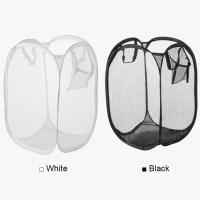 Cesta De Ropa Plegable Y Malla Organizador De Juguetes Para Dormitorio Baño Y Viaje Eco-amigable Tela De Nylon Negro Blanco - details 4
