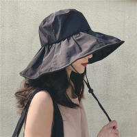 Sombrero De Pescador Grande Para Mujer Protección Solar Verano Negro Sombrilla Estilo Coreano Sombrero De Protección Solar - details 7