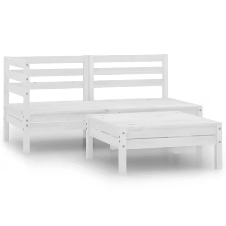vidaXL Conjunto de muebles de jardín 3 pzas madera maciza pino blanco - 1