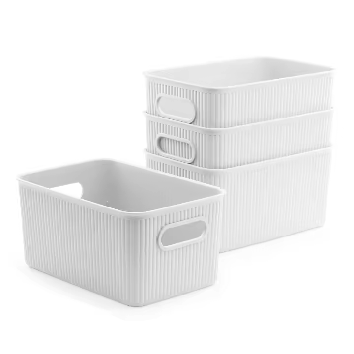 TATAY Baobab - Lote de 4 Cajas Organizadoras 5L Plástico PP05. Blanco Pergamon - 1