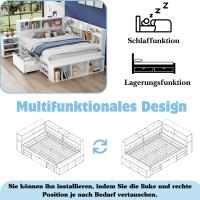 Cama Infantil Multifunctional 140x200cm | Individual Cama with Cajones, Librería y Armaro | Gran Almacenamiento, Somier de Láminas, Sin Columna, Blanco - details 4