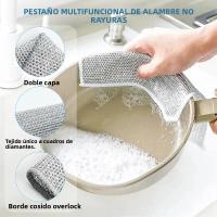 10pcs Paño De Limpieza Mágica Doble Cara Aumentada Con Alambre De Acero Para Cocina Limpieza De Ollas Y Platos Herramientas De Limpieza - details 3