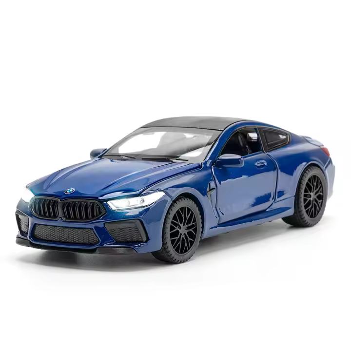 Coche De Acción Miniatura De Aleación De Latón 1/32 M8 Juguete Para Niños Modelo Deportivo Con Puerta Abatible Vehículo Con Sonido Y Luz Regalo Para Fiestas - 1