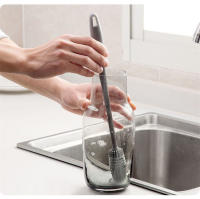 Cepillo De Silicona Para Vaso Y Botella De Agua Limpieza De Botella De Leche Con Mango Largo Herramientas De Limpieza De Cocina Ecológicas Y Eficientes - details 5