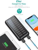 Powerbank Solar 30000Mah, cargador solar portátil de 30000 mAh, 2 puertos USB, panel de alta velocidad, batería externa, banco de energía solar portátil para iPhone, Android, para Xiaomi, Samsung, OPPO, Realme, Huawei, y otros modelos. Color Negro - details 0