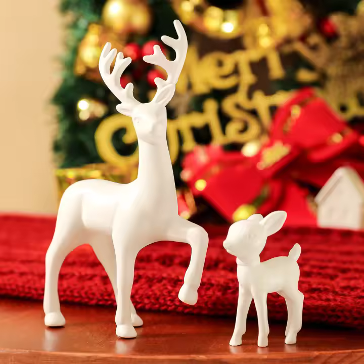 Juego De 2 Piezas De Reindeer Familiar Para Navidad Decoración De Resina Estilo Festivo Para El Hogar Interior Regalos De Navidad - 1