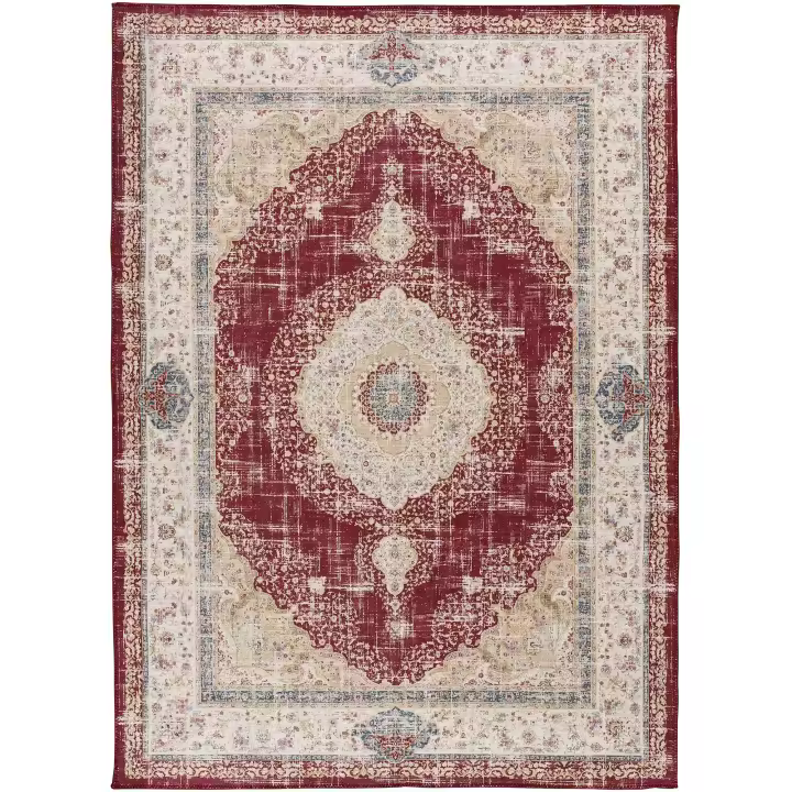 ATTICGO Alfombra de Interior Estilo Mosaico en Rojo - Neila 1306 | 80X150, 120X170, 140X200, 160X230 cm - 1