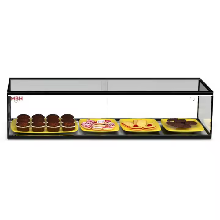 MBH - Vitrina expositora neutra con iluminación LED 92 cm 1 piso para hostelerí­a. Expositor neutro de cristal para bollerí­a y reposterí­a. - 1