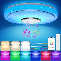 Plafón LED Regulable 48W. Luz de techo RGB de 10,23 pulgadas/12,99 pulgadas con altavoz Bluetooth Luz de techo LED RGB con control remoto y control de aplicación para baño, sala de estar y dormitorio - details 0